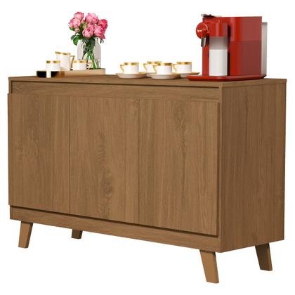 Imagem de Mesa Buffet Aparador Rack Multiuso Sala Quarto Balcão Moderno  Pé Madeira  Maciça Porta Abrir Ripado Laminado Antigo Sala Cozinha Cantinho Café Adega 