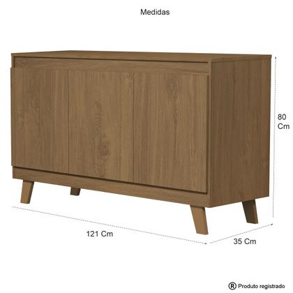 Imagem de Mesa Buffet Aparador Rack Multiuso Sala Quarto Balcão Moderno  Pé Madeira  Maciça Porta Abrir Ripado Laminado Antigo Sala Cozinha Cantinho Café Adega 