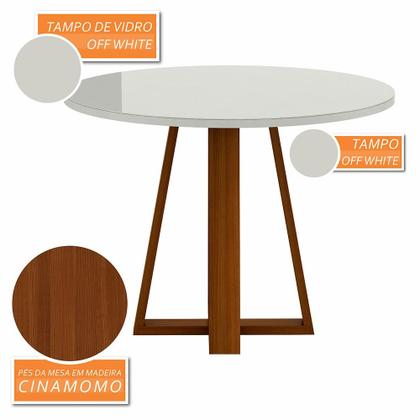 Imagem de Mesa C/vidro Redonda 4 Cadeiras Manchester Cin/off/cinz - M. Arapongas