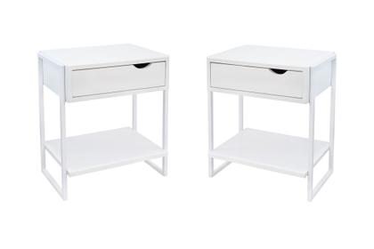 Imagem de Mesa cabeceira 1 gaveta Nicho Branco Lateral Cama Kit 2und.