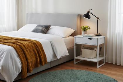 Imagem de Mesa cabeceira 1 gaveta Nicho Branco Lateral Cama Kit 2und.