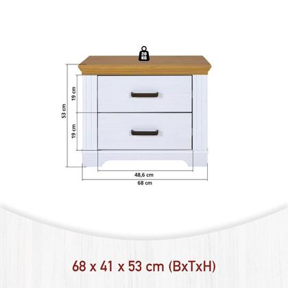 Imagem de Mesa Cabeceira 2 gavetas Maluno em Madeira Maciça Pinus Branco