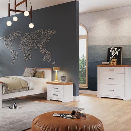 Imagem de Mesa Cabeceira 2 gavetas Maluno em Madeira Maciça Pinus Branco