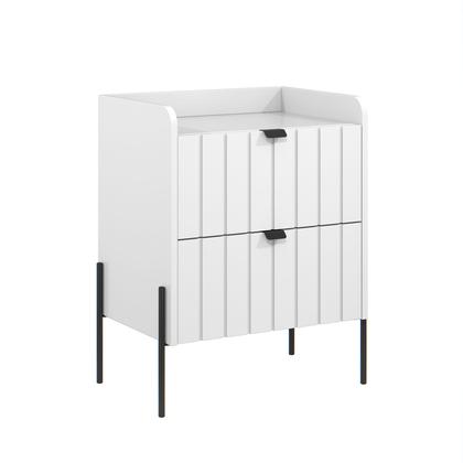 Imagem de mesa cabeceira 2 gavetas para quarto de casal estilo industrial moriah 45 base preto