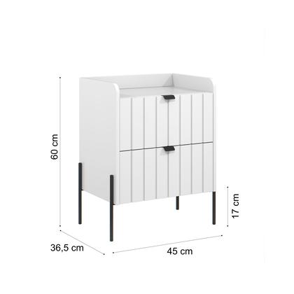 Imagem de mesa cabeceira 2 gavetas para quarto de casal estilo industrial moriah 45 base preto