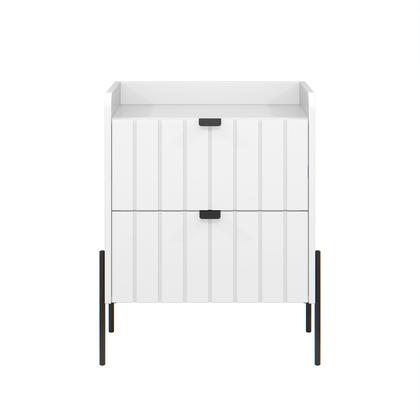 Imagem de mesa cabeceira 2 gavetas para quarto de casal estilo industrial moriah 45 base preto