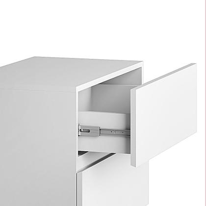 Imagem de Mesa Cabeceira 2G Branco Cama Casal Pés de Ferro Dourado