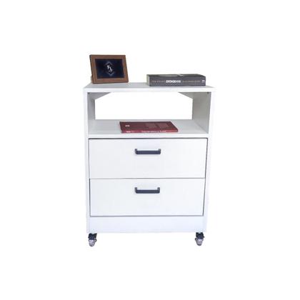 Imagem de Mesa Cabeceira 50Cm Criado Branco 2 Gaveta Lateral C/Rodinha