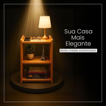 Imagem de Mesa Cabeceira Apoio de Cama Criado Rustico Retro