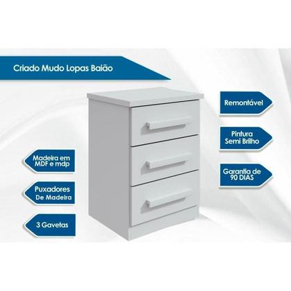 Imagem de Mesa Cabeceira Baião c/ 3 Gavetas Rovere/Amêndoa - Lopas