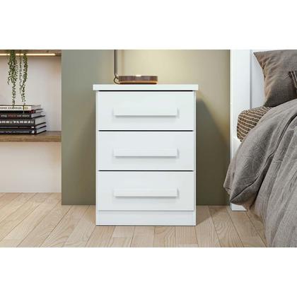 Imagem de Mesa Cabeceira Baião c/ 3 Gavetas Rovere/Amêndoa - Lopas