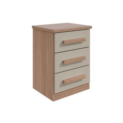 Imagem de Mesa Cabeceira Baião c/ 3 Gavetas Rovere/Amêndoa - Lopas