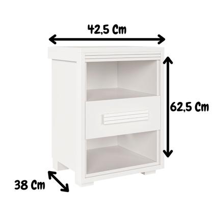 Imagem de Mesa cabeceira branca Cairo 1 Gaveta e 2 Prateleiras Fenix
