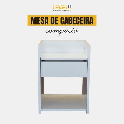 Imagem de Mesa Cabeceira Compacta 32x30x45 Gaveta Nicho Moderna Quarto Branco