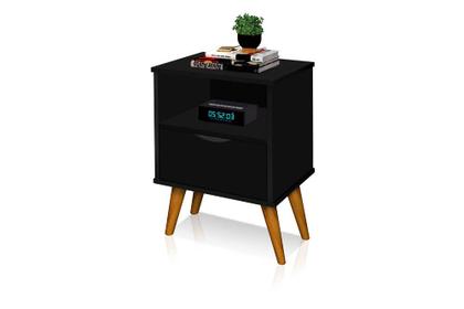 Imagem de Mesa Cabeceira Criado 1 Gaveta Pés Madeira Maciça Logan