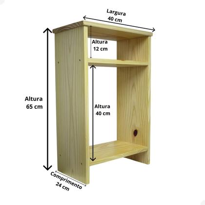 Imagem de Mesa Cabeceira de Madeira Quarto Rústico Apoio Pra Cama 65cm