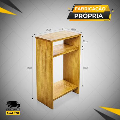 Imagem de Mesa Cabeceira de Madeira Quarto Rústico Apoio Pra Cama 65cm