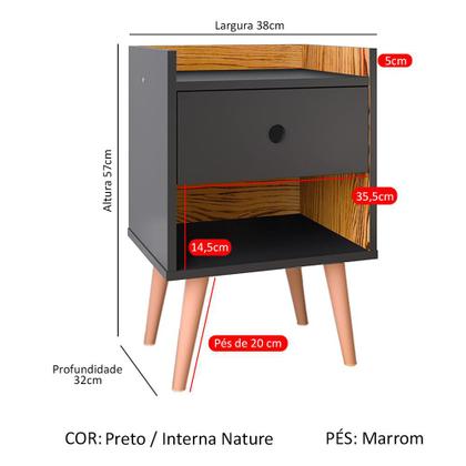 Imagem de Mesa Cabeceira Decore Mesinha 1 Gaveta Nicho Pés Palito Retrô Decoração Quarto - RPM Móveis