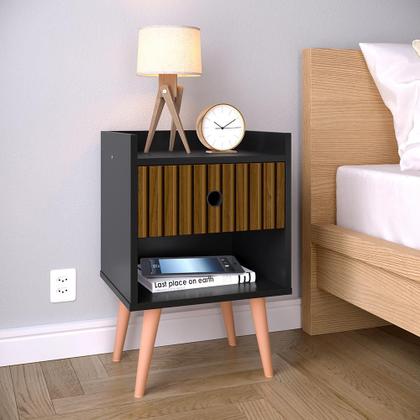 Imagem de Mesa Cabeceira Decore Mesinha 1 Gaveta Nicho Pés Palito Retrô Decoração Quarto - RPM Móveis