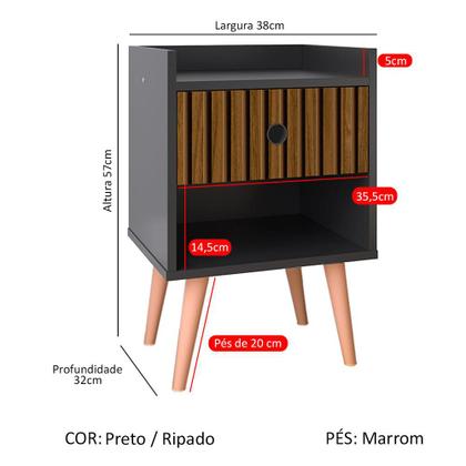Imagem de Mesa Cabeceira Decore Mesinha 1 Gaveta Nicho Pés Palito Retrô Decoração Quarto - RPM Móveis