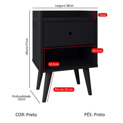 Imagem de Mesa Cabeceira Decore Mesinha 1 Gaveta Nicho Pés Palito Retrô Decoração Quarto - RPM Móveis