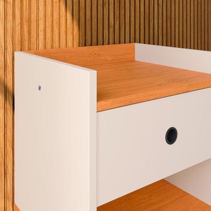 Imagem de Mesa Cabeceira Decore Mesinha 1 Gaveta Nicho Pés Palito Retrô Decoração Quarto - RPM Móveis