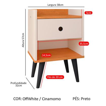 Imagem de Mesa Cabeceira Decore Mesinha 1 Gaveta Nicho Pés Palito Retrô Decoração Quarto - RPM Móveis