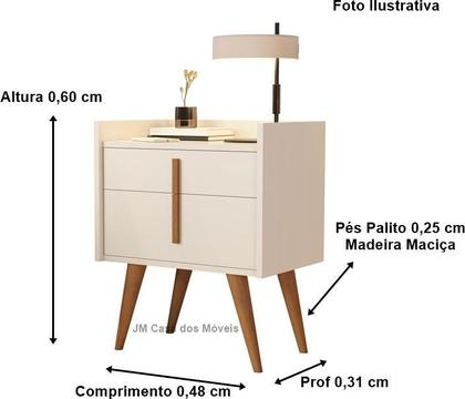 Imagem de Mesa Cabeceira Denise 1 Gaveta 1 Porta Pés Palito Off White