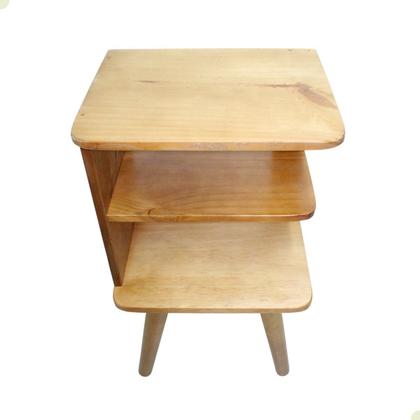 Imagem de Mesa Cabeceira E Em Madeira Tripé Retrô Pé Palito
