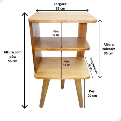 Imagem de Mesa Cabeceira E Em Madeira Tripé Retrô Pé Palito