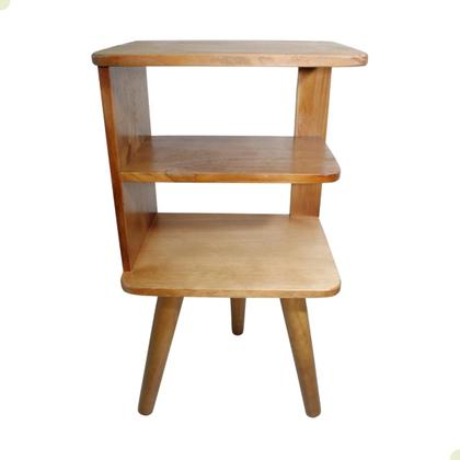 Imagem de Mesa Cabeceira E Em Madeira Tripé Retrô Pé Palito