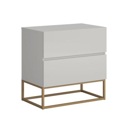 Imagem de Mesa Cabeceira Eros Pés De Ferro Dourado 45cm Off White