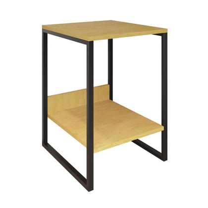 Imagem de Mesa Cabeceira Industrial Canela Tókio Base Ferro Preto