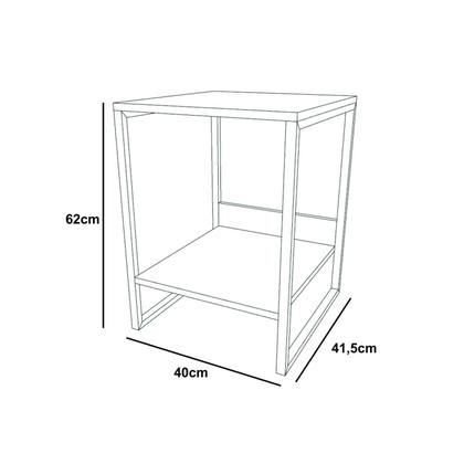 Imagem de Mesa Cabeceira Industrial Tókio Base Ferro Preto Tampo Preto