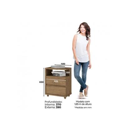 Imagem de Mesa Cabeceira Infantil Campeche c/ 2 Gavetas Branco - Henn