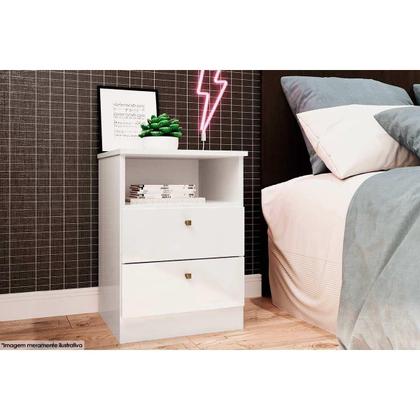 Imagem de Mesa Cabeceira Infantil Irlanda c/ 2 Gavetas Branco - Genialflex