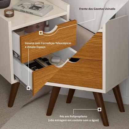 Imagem de Mesa Cabeceira Juma Cama Organizadora 2 Gaveta Nicho Clássica Acabamento Semi Brilho