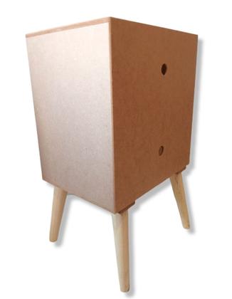 Imagem de Mesa Cabeceira Lateral Cama Com 1gaveta Nicho Pés Retro Mdf
