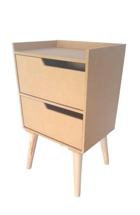 Imagem de Mesa Cabeceira Lateral Cama Com 2 Gavetas Moderno Nicho Pés Retro Mdf