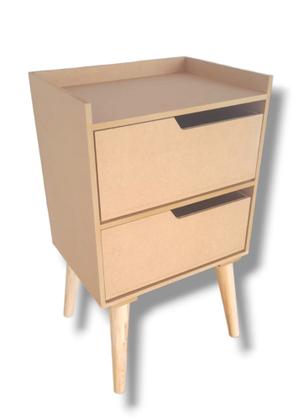 Imagem de Mesa Cabeceira Lateral Cama Com 2 Gavetas Moderno Nicho Pés Retro Mdf