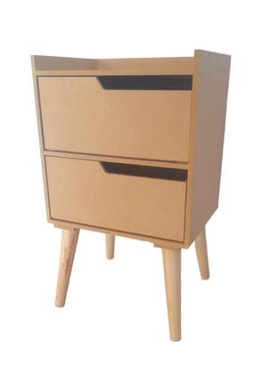 Imagem de Mesa Cabeceira Lateral Cama Com 2 Gavetas Moderno Nicho Pés Retro Mdf