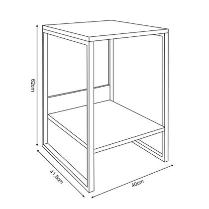 Imagem de Mesa Cabeceira Lateral de Cama Industrial Amêndoa Tókio Base Cobre 