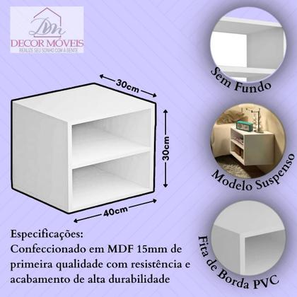 Imagem de Mesa Cabeceira Lateral De Cama Suspensa Quarto Ecos Branco