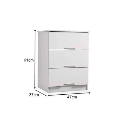 Imagem de Mesa Cabeceira Londres c/ 3 Gavetas Branco - Europa
