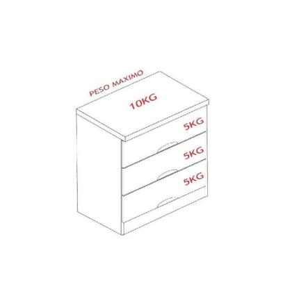 Imagem de Mesa Cabeceira Londres c/ 3 Gavetas Branco - Europa