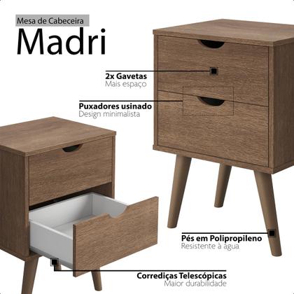 Imagem de Mesa Cabeceira Madri 2 Gavetas com Pés Em Polipropileno Altos 16cm