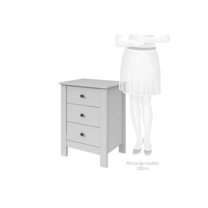 Imagem de Mesa Cabeceira Maggiore c/ 3 Gavetas Amendoa/Off White - Lopas