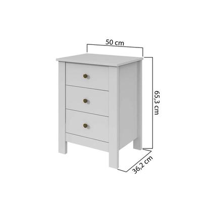 Imagem de Mesa Cabeceira Maggiore c/ 3 Gavetas Frassino - Lopas