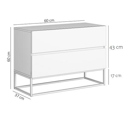 Imagem de Mesa Cabeceira para Quarto 2 Gavetas Branco com Preto Luxo