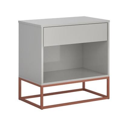 Imagem de Mesa Cabeceira para Quarto  Malta Off White com Cobre Luxo